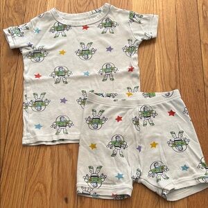 GAP Kids Pajama Set with Buzz Lightyear and Star Print - White and Multicolor